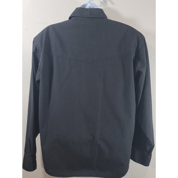 VTG Spurs N Lace Black Pearl Snap Closure Collard Medium Lightweight Western - Picture 3 of 5